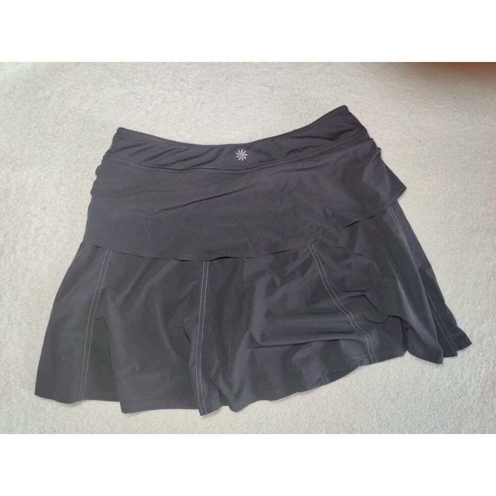 Athleta Black Flare Skort Shorts W Key Pocket Mid Rise 8P Waist 30 - Picture 3 of 7